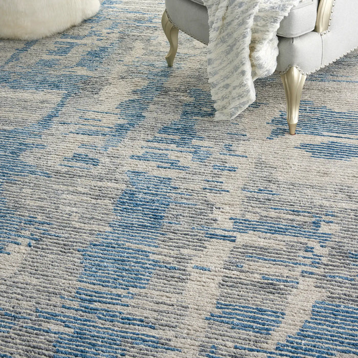 Nourison ellora ell01 blue Blue Living Room Geometric Rug.