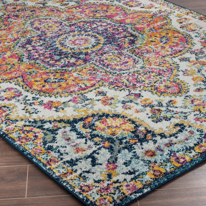 JULIA Vintage Traditional Oriental Boho Pink/Saffron Rug