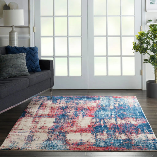 Nourison etchings etc02 multi Blue, Multicoloured, Red Living Room  Rug.