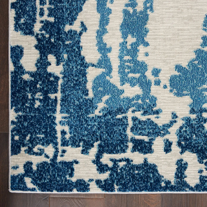 Nourison etchings etc04 ivory blue Blue, Ivory, Multicoloured Living Room  Rug.