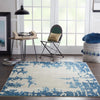 Nourison etchings etc04 ivory blue Blue, Ivory, Multicoloured Living Room  Rug.