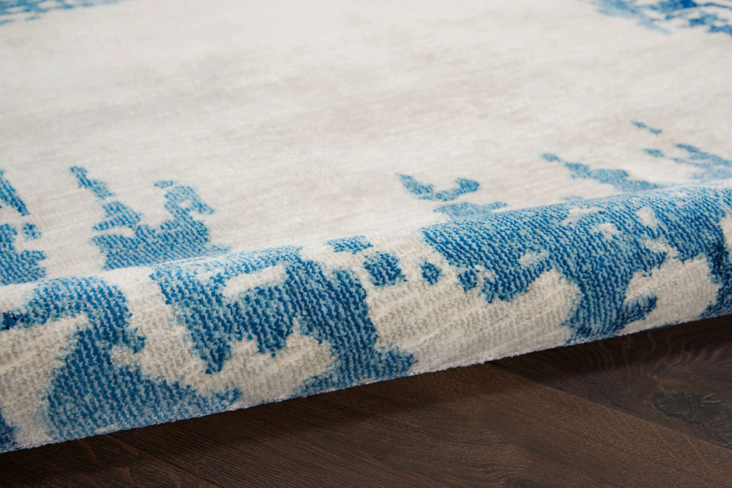 Nourison etchings etc04 ivory blue Blue, Ivory, Multicoloured Living Room  Rug.