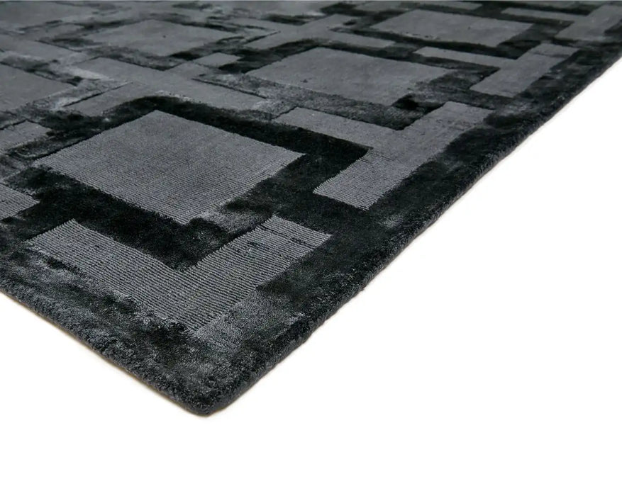 Asiatic eaton black Black Living Room Geometric Rug.