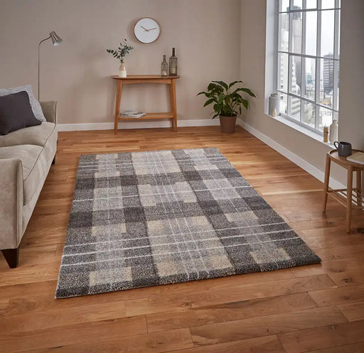 Think Rugs elegant 4890 grey Grey Living Room Geometric Rug.
