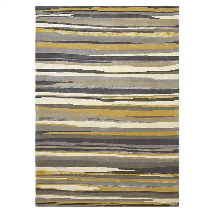 Sanderson sanderson elsdon linden 44006 Grey, Yellow, Multicoloured Living Room Wool Rug.