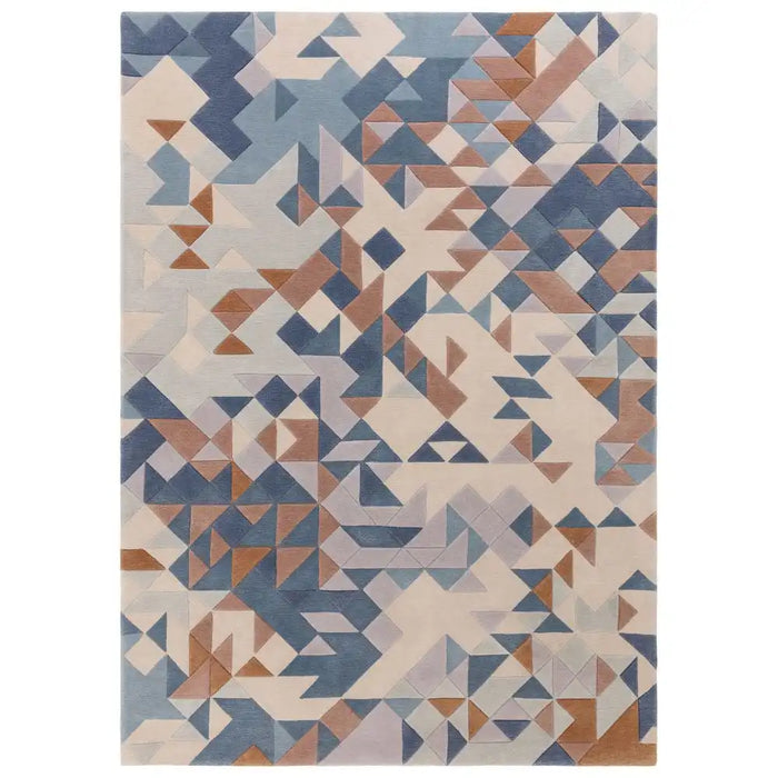 Asiatic enigma blue multi Blue, Multicoloured Living Room Wool Rug.