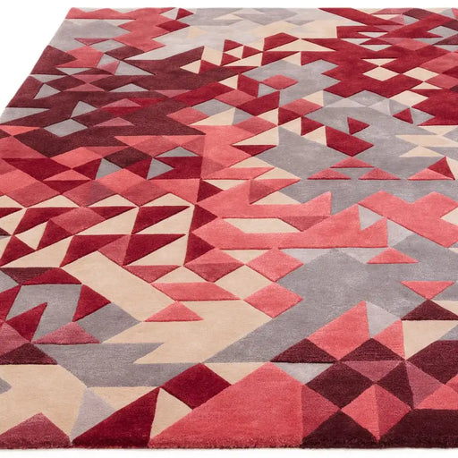 Asiatic enigma red multi Multicoloured, Red Living Room Wool Rug.