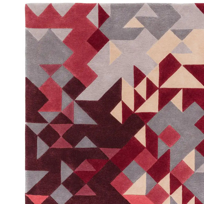 Asiatic enigma red multi Multicoloured, Red Living Room Wool Rug.