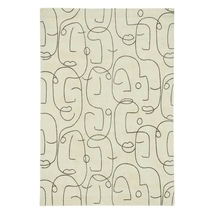 Scion scion screen printed epsilon charcoal 023801 Ivory Living Room Geometric Rug.