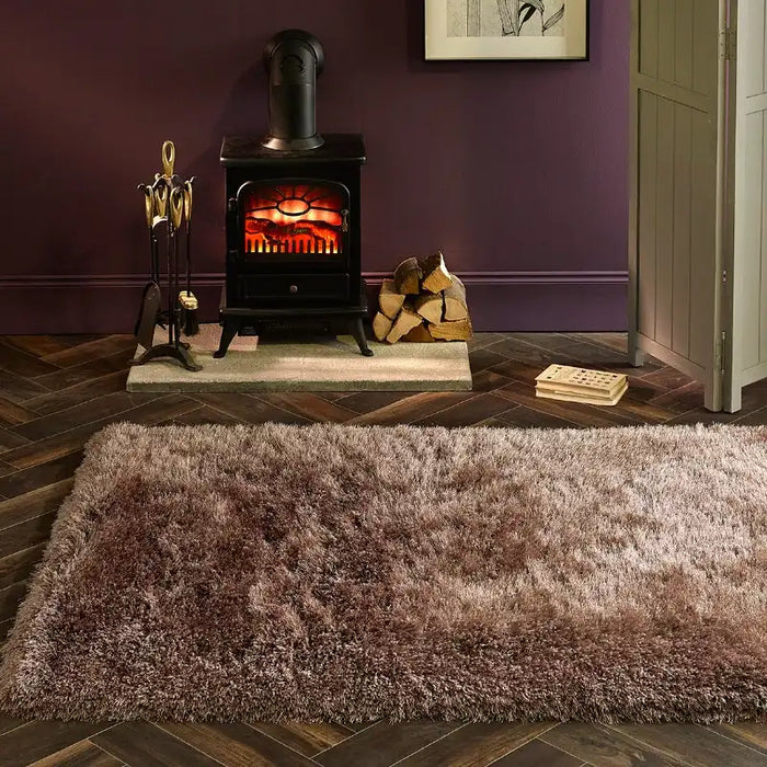 Origins extravagance mink Brown, Beige Living Room Shaggy Rug.