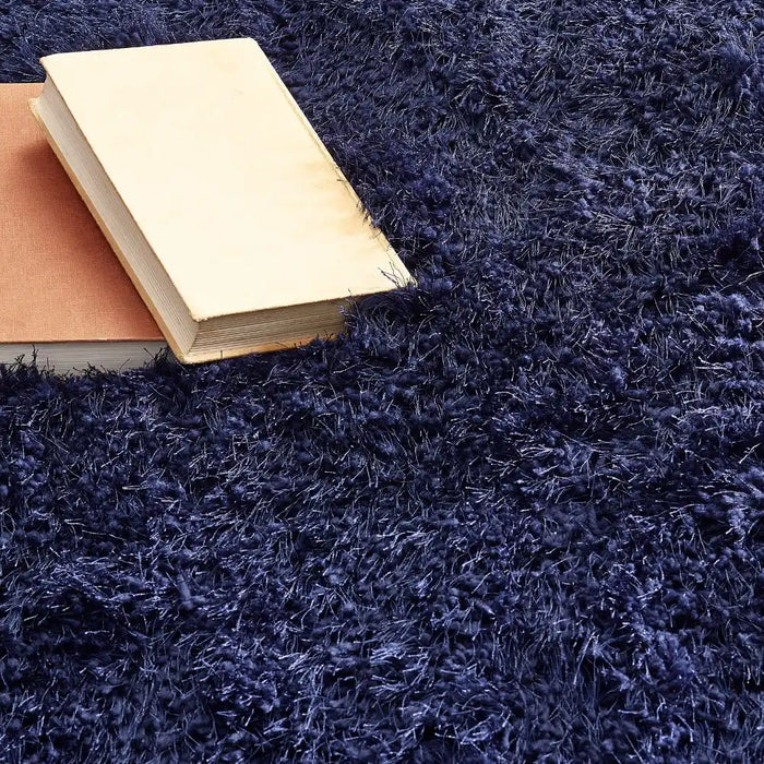 Origins extravagance navy Blue, Navy Living Room Shaggy Rug.