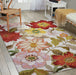 Nourison fantasy fa18 ivory Ivory, Multicoloured Living Room Floral Rug.