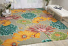 Nourison fantasy fa26 grey Grey, Multicoloured Living Room Floral Rug.