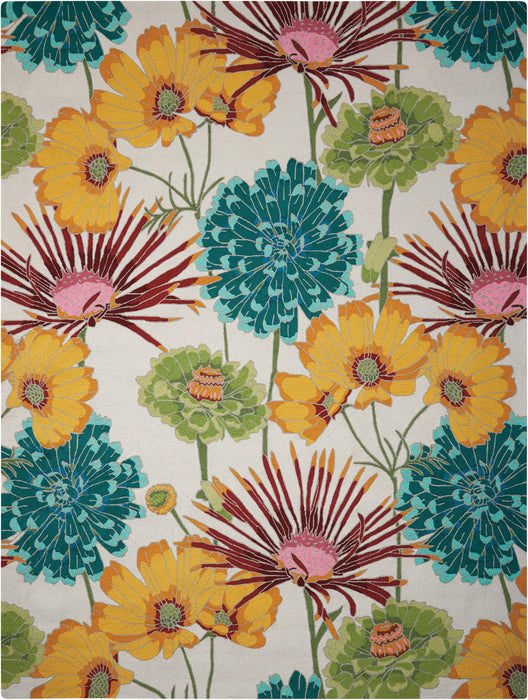 Nourison fantasy fa26 ivory Ivory, Multicoloured Living Room Floral Rug.