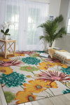 Nourison fantasy fa26 ivory Ivory, Multicoloured Living Room Floral Rug.