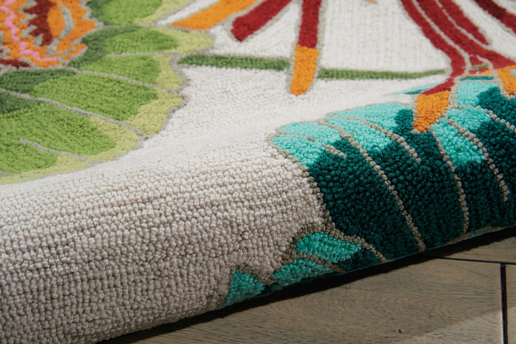 Nourison fantasy fa26 ivory Ivory, Multicoloured Living Room Floral Rug.