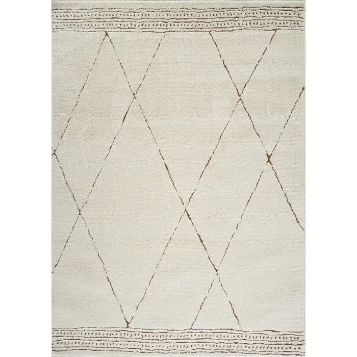 INGA Berber Modern High Pile Ivory/Brown Rug