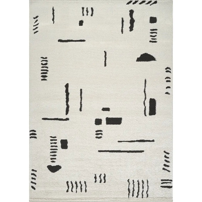 RITA Scandi Modern High Pile Ivory/Black Rug