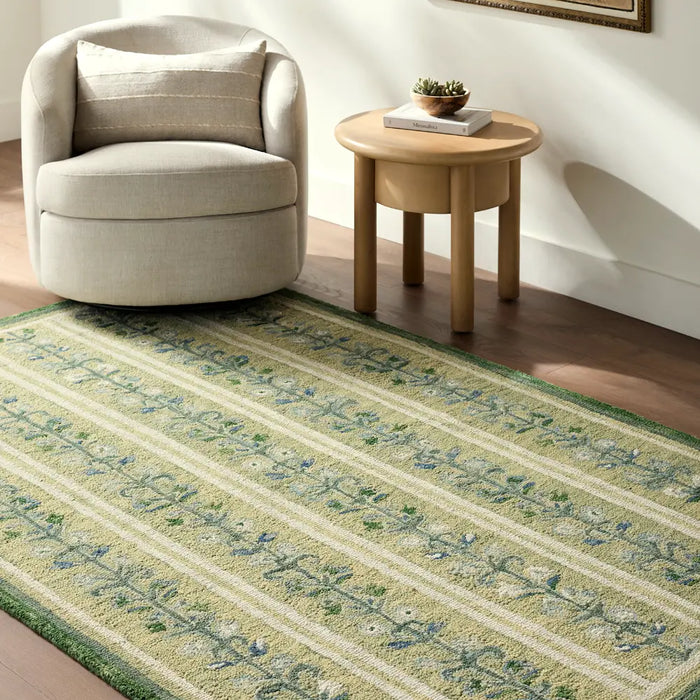 Fairfax Hand Tufted Green Beige Blue Wool Global Living Dining Bedroom FFX2301 Rug