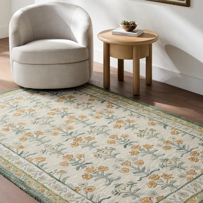 Fairfax Hand Tufted Yellow Green Beige Pink Wool Global Living Dining Bedroom FFX2303 Rug