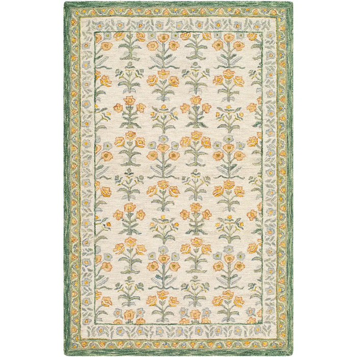 Fairfax Hand Tufted Yellow Green Beige Pink Wool Global Living Dining Bedroom FFX2303 Rug