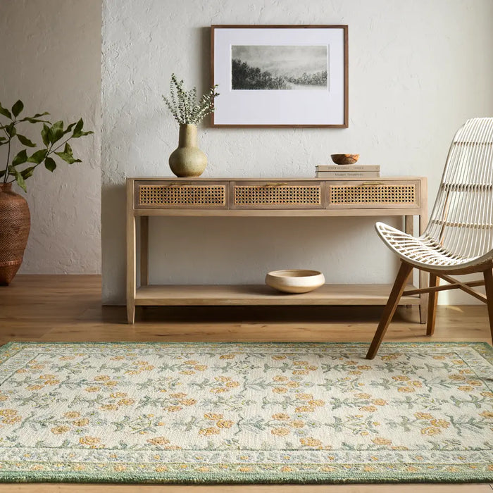 Fairfax Hand Tufted Yellow Green Beige Pink Wool Global Living Dining Bedroom FFX2303 Rug