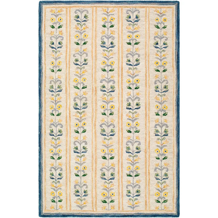 Fairfax Hand Tufted Beige Blue Yellow Wool Global Living Dining Bedroom FFX2305 Rug