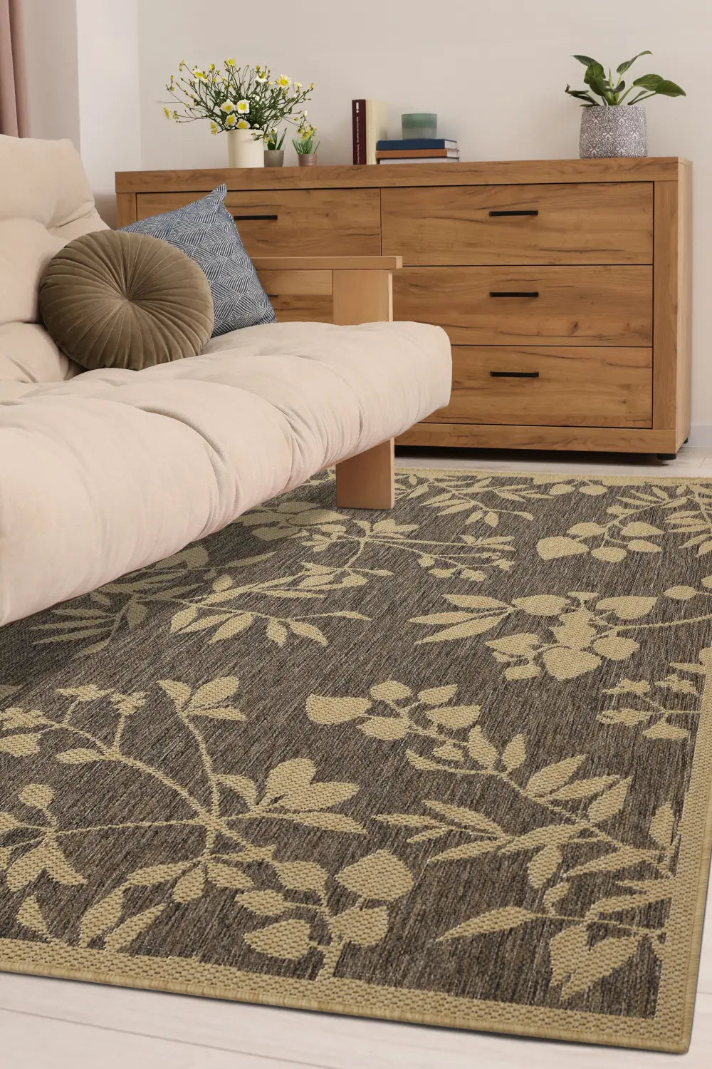 FLATWEAVE GEL LEAF Beige Rug — RugsDirect Online