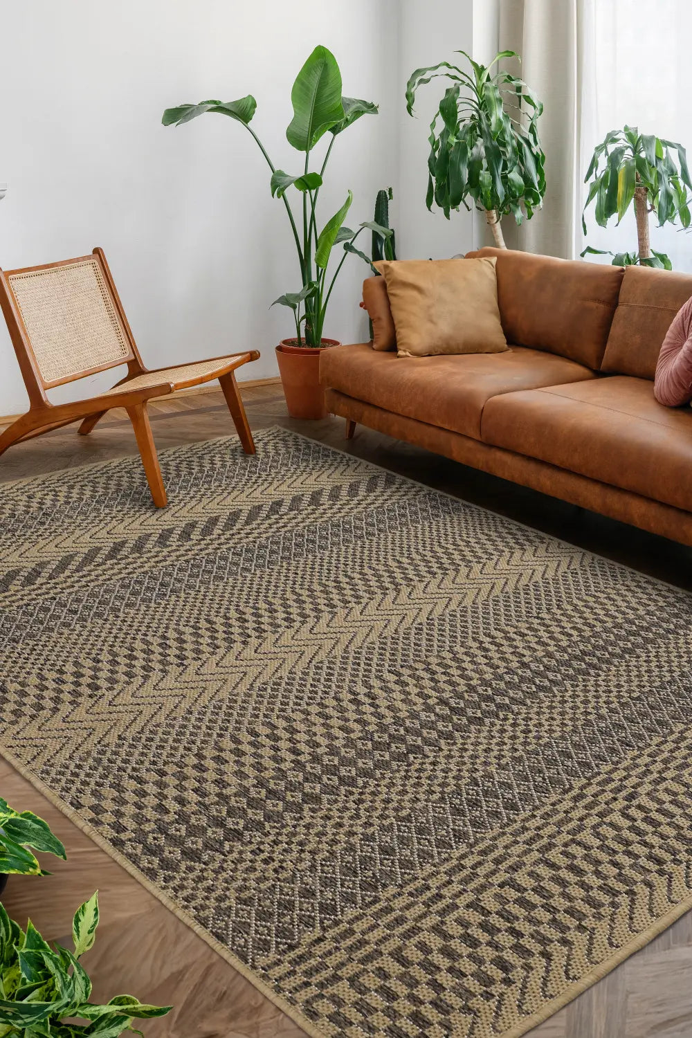 Beige Striped Rugs