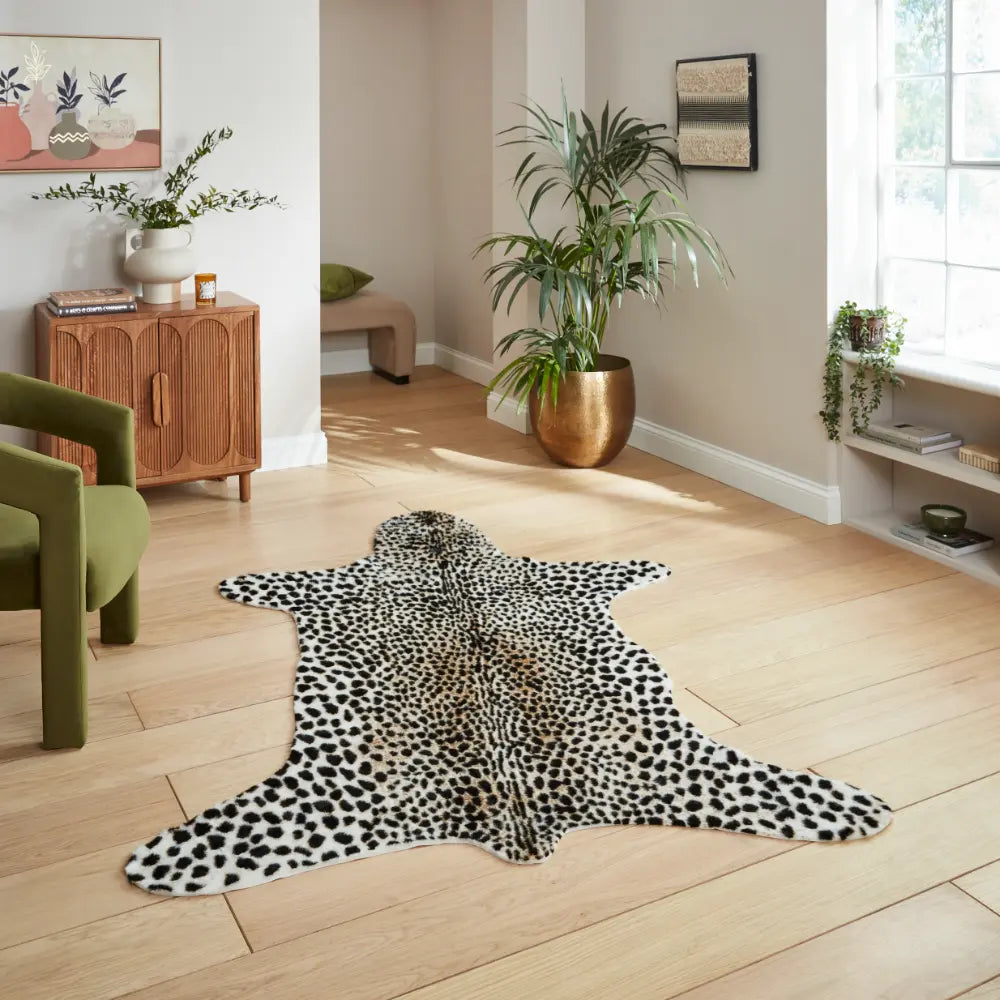 Faux Fur Cheetah Print Brown/White Brown Rug — RugsDirect Online