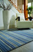 Origins fine stripe blue beige Blue Living Room Wool Rug.