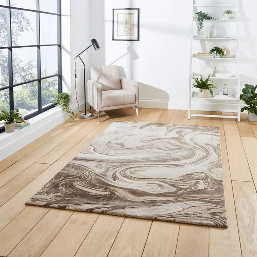 Think Rugs florence 50031 beige gold Yellow, Beige Living Room  Rug.