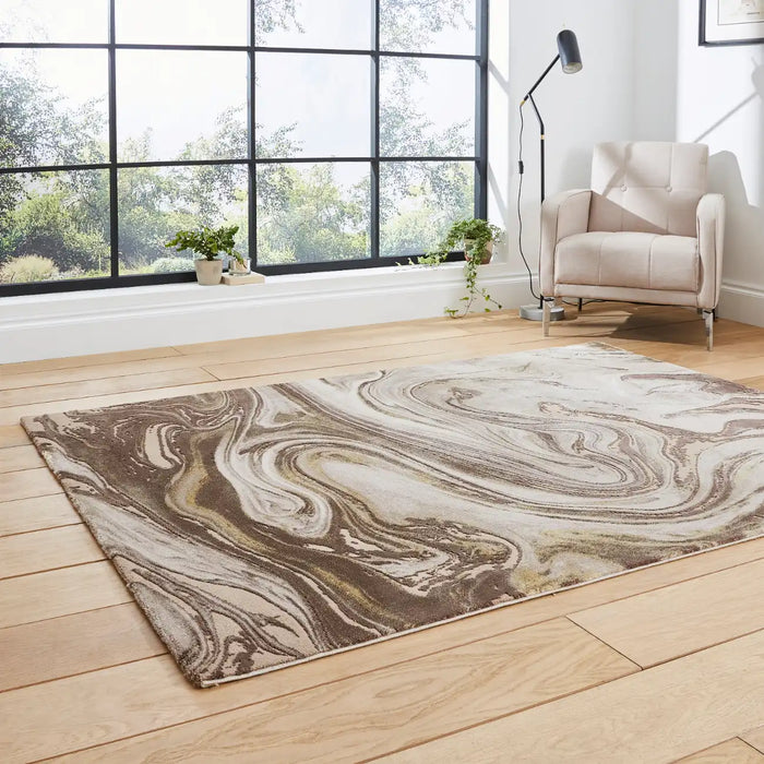 Think Rugs florence 50031 beige gold Yellow, Beige Living Room  Rug.