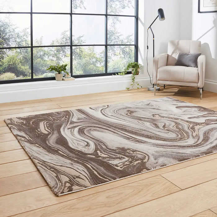 Think Rugs florence 50031 beige silver Grey, Beige Living Room  Rug.