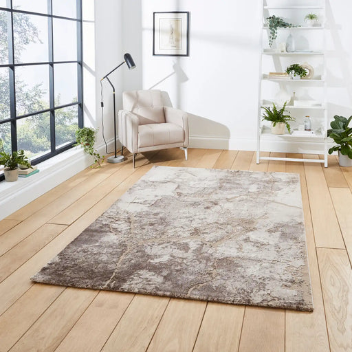 Think Rugs florence 50032 beige silver Grey, Beige Living Room  Rug.