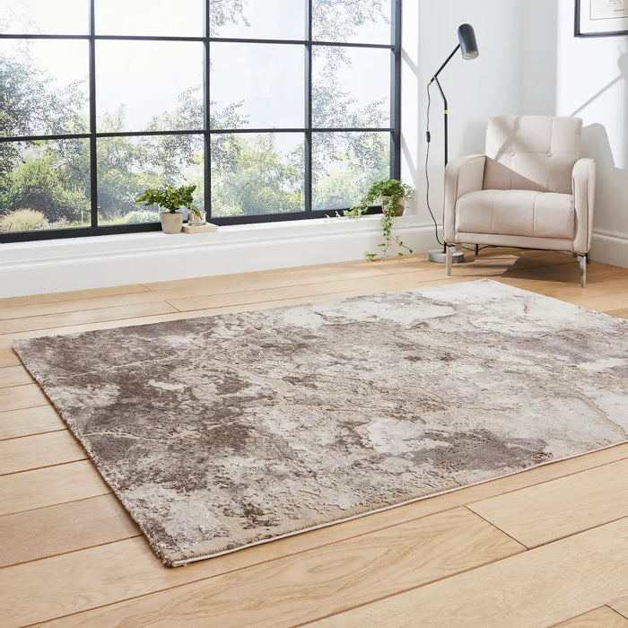 Think Rugs florence 50032 beige silver Grey, Beige Living Room  Rug.