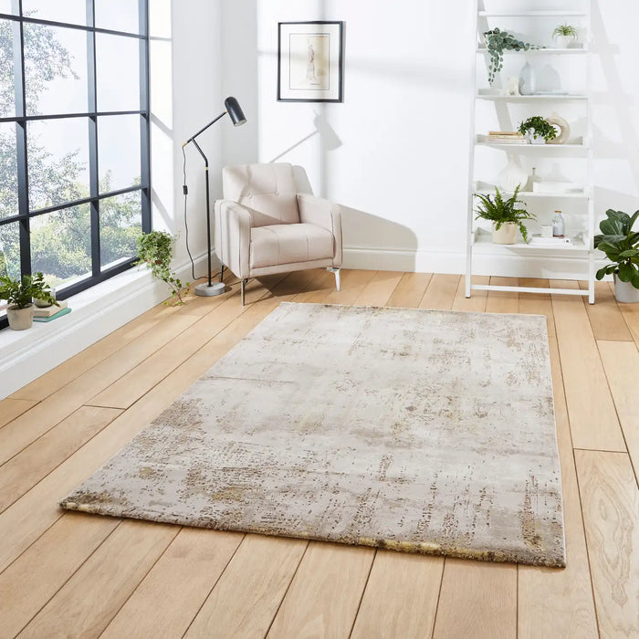 Think Rugs florence 50034 beige gold Yellow, Beige Living Room  Rug.