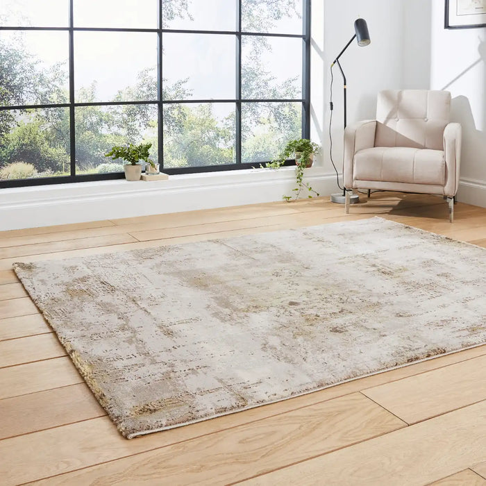 Think Rugs florence 50034 beige gold Yellow, Beige Living Room  Rug.