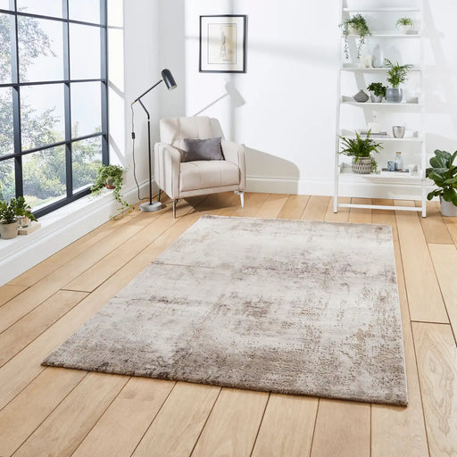 Think Rugs florence 50034 beige silver Grey, Beige Living Room  Rug.
