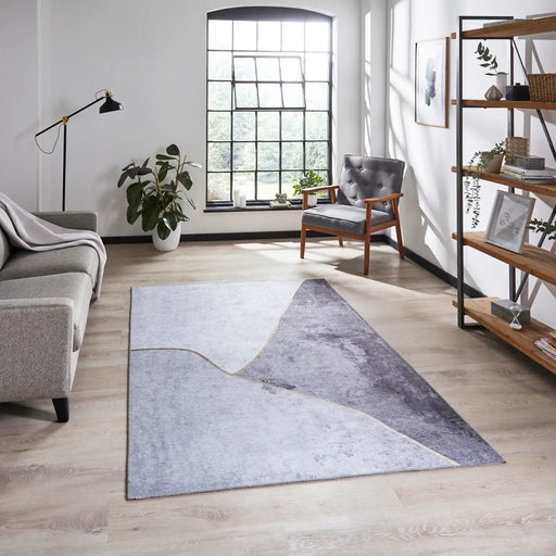 Think Rugs force k7279 grey gold Grey, Yellow Living Room Flat Weave Rug.
