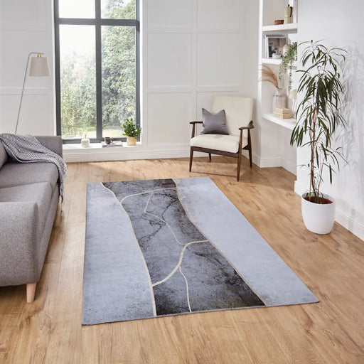 Think Rugs force k7280 grey gold Grey, Yellow Living Room Flat Weave Rug.