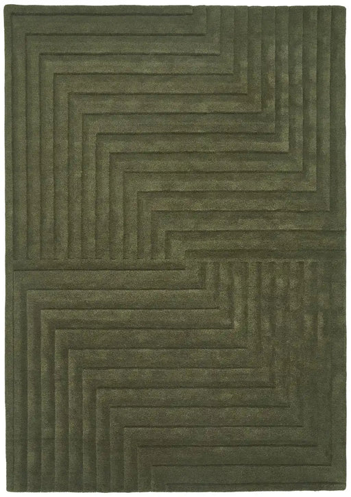 Asiatic form olive green Green  Wool Rug.