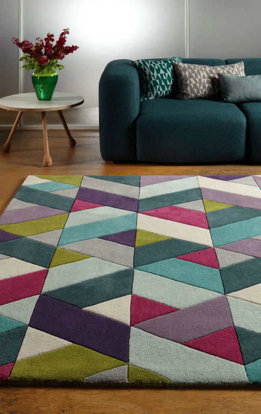 Asiatic funk funk chevron blue green Multicoloured Living Room Wool Rug.