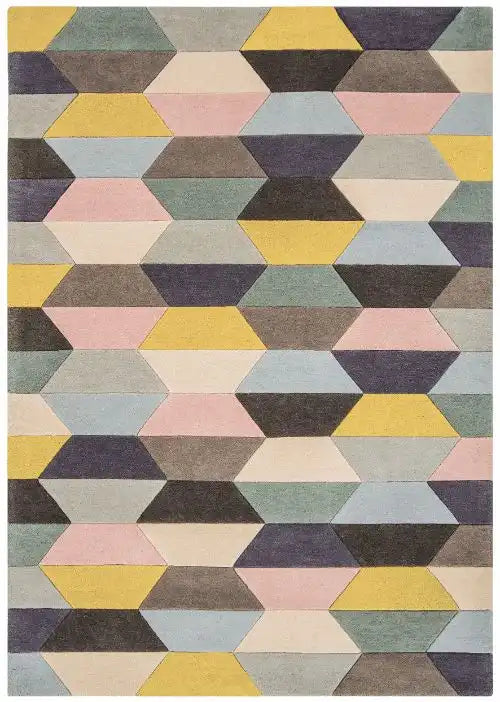 Asiatic funk funk honeycomb pastel Multicoloured Living Room Wool Rug.