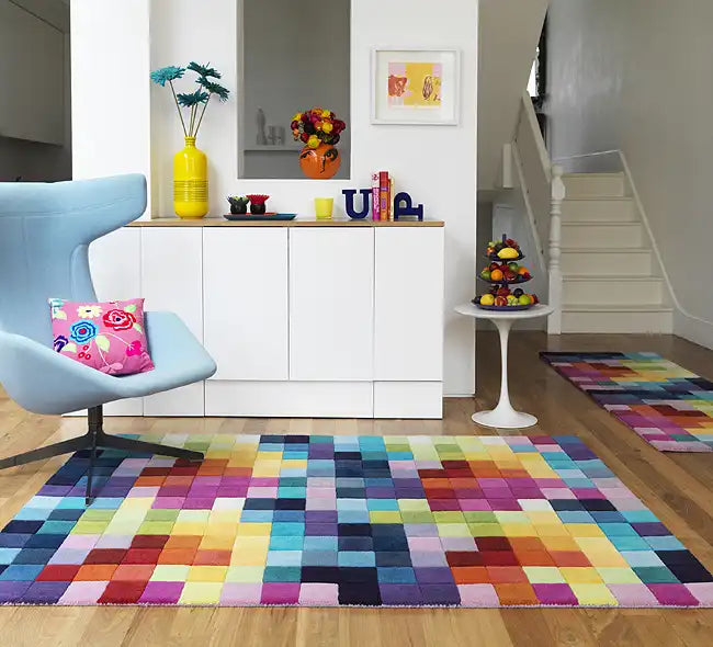 Asiatic funk multi Multicoloured Living Room Wool Rug.