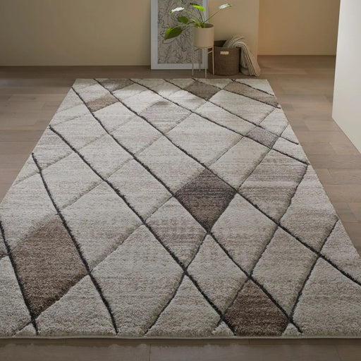 Oriental Weavers gio 4928 a Brown, Cream Living Room Geometric Rug.