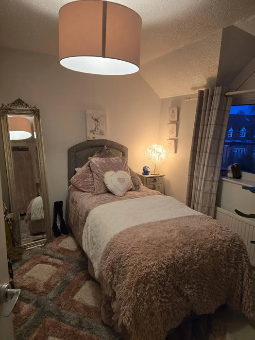 Photo By Jean D. | Bedroom with a bed, lamp, mirror,  television and GR224 Grey Rose Rug.