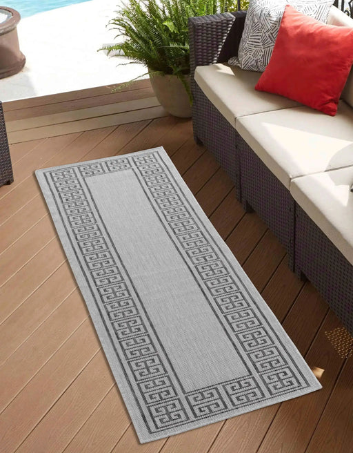 Serdim Rugs sky outdoor greek key dark grey Grey Living Room Floral Rug.