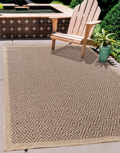 Serdim Rugs harper outdoor greek key jute Brown Living Room Natural Fibre Rug.