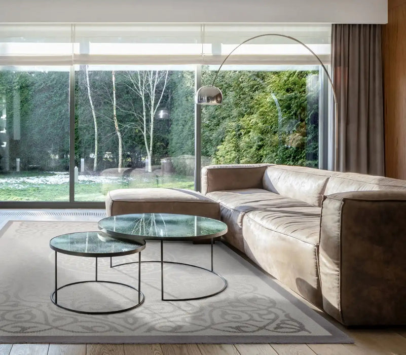 Agnella galaxy wool klaro white Grey, Cream Living Room Natural Fibre Rug.